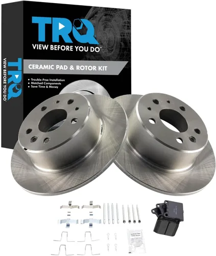 Miniatura 14 de TRQ Kit de rotor de freno trasero y pastillas de cerámica Posi premium compatible con camioneta Chevy GMC