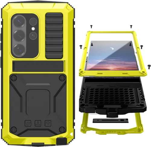 Miniatura 24 de Simicoo Samsung S22 - Funda de metal con protector de pantalla y protector de cámara, resistente a los golpes, con soporte, cubierta completa
