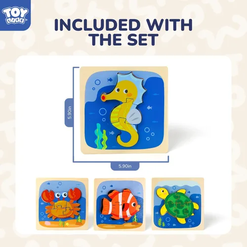 Miniatura 6 de TOY Life Rompecabezas de madera para niños pequeños de 2 a 4 años, rompecabezas de animales marinos para niños pequeños de 1 a 3, rompecabezas