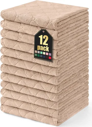 Miniatura 56 de Homaxy - Paquete de 12 trapos de cocina (10 x 10 pulgadas, morado), de terciopelo coral, supersuaves y absorbentes, de secado rápido, paño