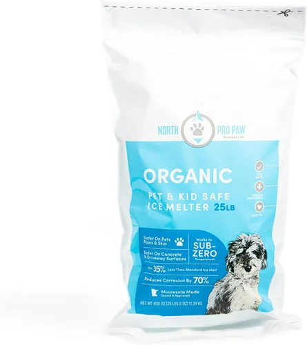 North Pro Paw Ice Melt Salt Pet Kid Safe Bolsa de 25 libras, forma de producto gránulos, modelo # 98106631