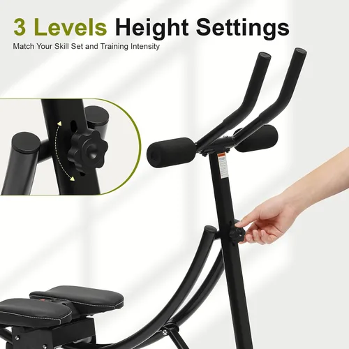 Miniatura 3 de Abdominal Crunch Coaster, Height Adjustable Ab Trainer Abdominal Whole with LCD Monitor & Six Silent Rollers, Body Workout Machine for Home, Negro