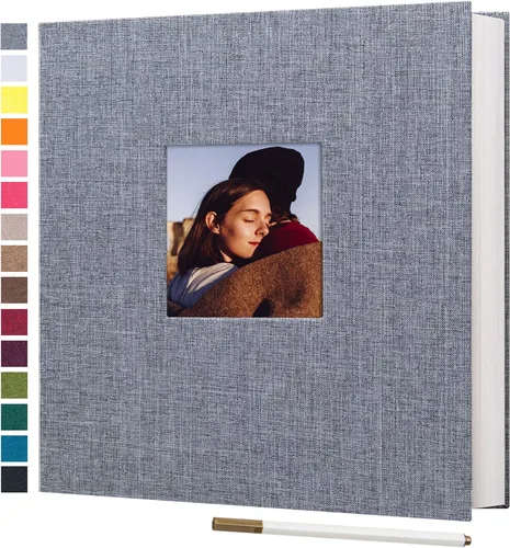 potricher Álbum de fotos grande autoadhesivo de 4 x 6 pulgadas, 5 x 7 pulgadas, 8 x 10 pulgadas, cubierta de lino, 80 páginas en blanco, álbumes de