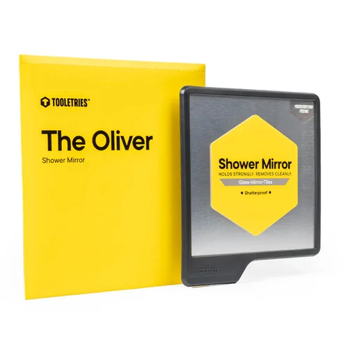 TOOLETRIES Oliver Espejo de Ducha - Espejo de ducha premium para afeitar, aseo - 100% silicona - Espejo irrompible - Se adhiere a superficies Carbón