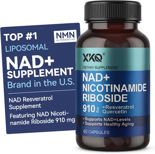 XKQ Suplemento NAD+ de 910 mg, 60 porciones, toma 2 al día | Ribosida de nicotinamida para un envejecimiento saludable, apoya la energía celular, el