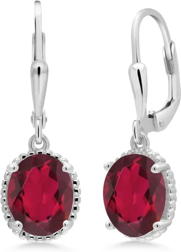 Miniatura 158 de Gem Stone King Aretes colgantes de gota para mujer, plata de ley 925, piedra natal ovalada de 0.354 x 0.276 in, joyería fina, regalos para ella