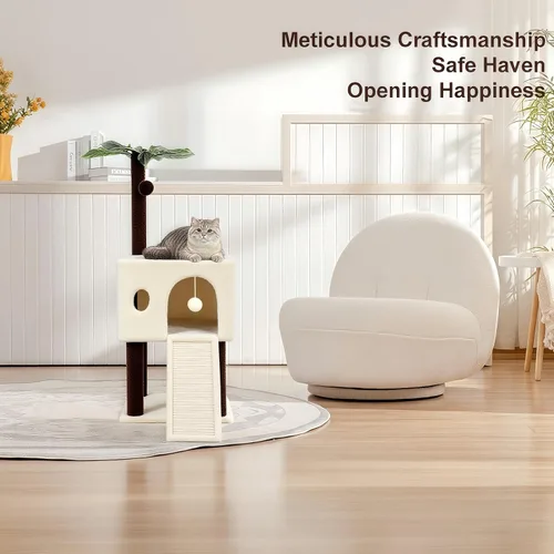 Miniatura 4 de Árbol de gato de 41 pulgadas para gatos de interior, torre de gato con tablero de rascar, casa de actividad moderna para gatos grandes, condominio