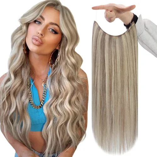 Miniatura 10 de Fshine - Extensiones de cabello humano con clip, de 16 pulgadas, con clip, color marrón chocolate, mezcla de rubio caramelo, extensiones de cabello