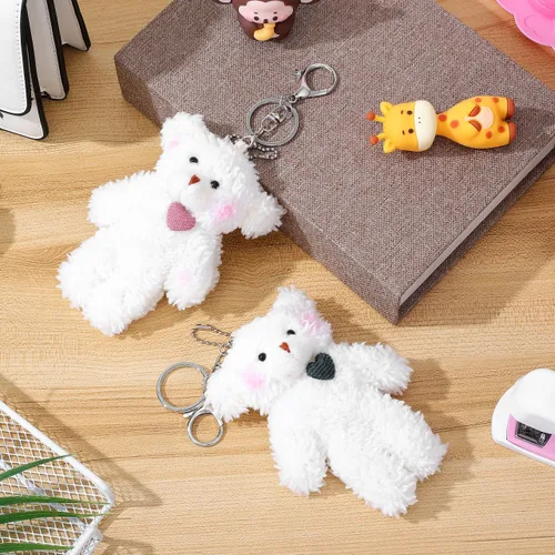 Miniatura 9 de NUOBESTY 2 llaveros de oso de peluche, bonitos dijes para bolsa de oso de peluche con corazón de osos suaves para bolso, mochila, bolso, llaveros a