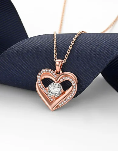 Miniatura 25 de MomentWish Collar de corazón para mujer, moissanita, diamante de imitación, plata de ley 925