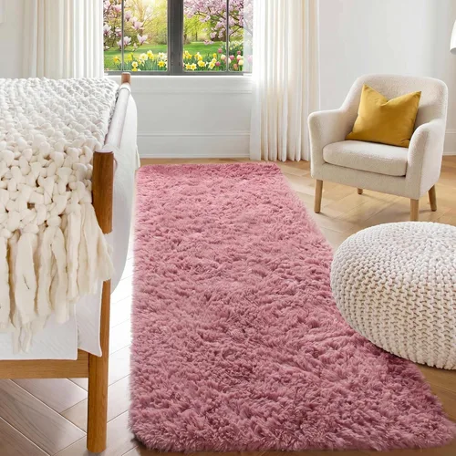 Miniatura 23 de ONASAR - Alfombra de pasillo negra de 2 x 6 pies, esponjosa, lavable, ultrasuave, afelpada, peluda, tapete para bebés, dormitorio de niños, armario