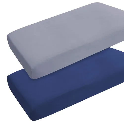 Miniatura 8 de Sábanas de cuna para niña, paquete de 2 sábanas para cuna estándar y colchón de cama infantil, sábana bajera ajustable transpirable y suave