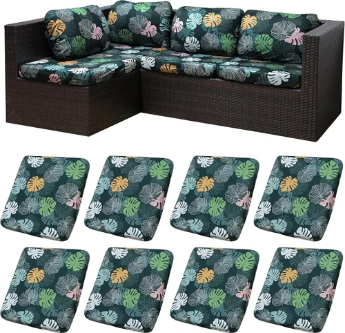 Miniatura 34 de Fundas de cojín de patio, fundas de cojín para exteriores, fundas de cojín elásticas de repuesto, protectores de muebles lavables y reutilizables