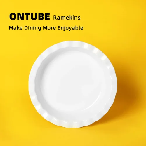 Miniatura 5 de ONTUBE Moldes redondos grandes de cerámica para tartas de 10.5 pulgadas de profundidad, 50 onzas, para hornear, color blanco