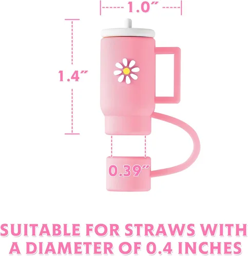 Miniatura 7 de NiHome 4 tapas de popote de silicona para vaso Stanley Quencher de 0.4 pulgadas/0.394 in, a prueba de polvo, compatible con Stanley Cup, sin BPA