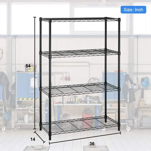 Miniatura 3 de Estantería de almacenamiento de 4 estantes de 14x36x54 pulgadas, unidad de estantería resistente para cocina con estantes de metal, organizador