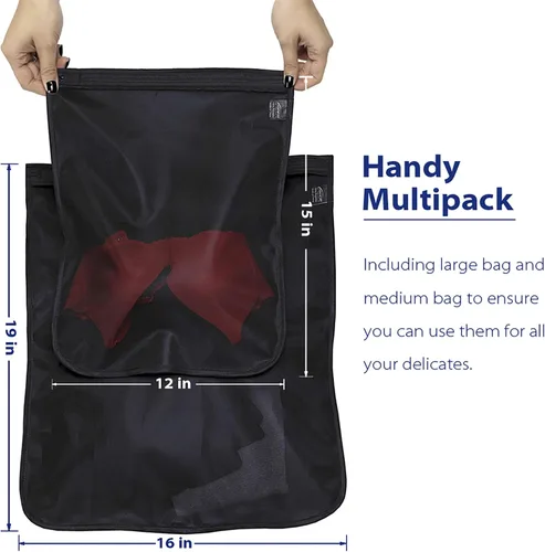 Miniatura 2 de TENRAI Paquete de 5 (2 grandes y 3 medianas) bolsas de lavandería delicadas, bolsa de lavado de malla fina para brasier, con cremallera, protege