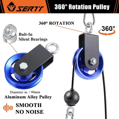 Miniatura 5 de Rueda de polea de cable para sistema de polea de gimnasio en casa, polea de gimnasio de aleación de aluminio mejorada de 3.543 in para una carga Azul