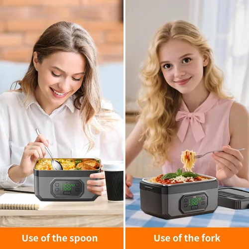 Miniatura 6 de Fiambrera eléctrica inalámbrica para adultos con temporizador, lonchera recargable autocalentable para hombres y mujeres con contenedor SS de 1.2 L