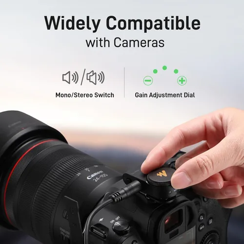 Miniatura 7 de MAONO Micrófono Lavalier inalámbrico para iPhone/Android/cámara/PC, mini micrófono de solapa con 48 khz 24 bits, filtro de voz, cancelación