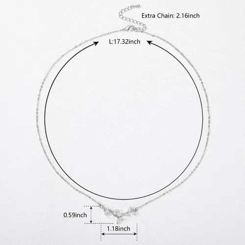 Miniatura 7 de SWEETV Collar de cristal para novia de boda para novias, collar con colgante de espalda delicada de vid de circonita cúbica para mujer, regalo