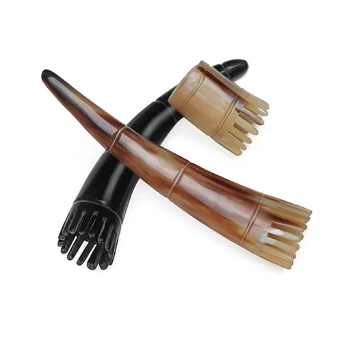 Miniatura 6 de ARTIBETTER Natural Ox - Peine de pelo de cuerno de buey para masaje, peine de limpieza del cuero cabelludo, masajeador de cabeza (mango corto)