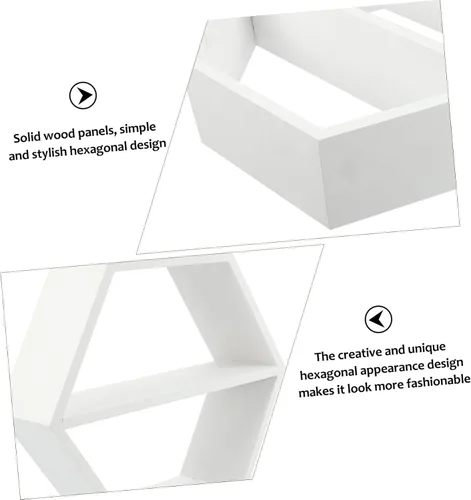 Miniatura 6 de IMIKEYA Estante de madera montado en la pared pequeño organizador de mesita de noche almacenamiento maceta soporte diseño hexagonal 1pc