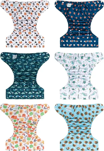 Miniatura 2 de babygoal Pañales de Tela Grandes Paquete de 13 para Niños Pequeños de 3-5 Años, Cubiertas de Pañales de Tela Paquete de 6 con 6 Insertos y Bolsa
