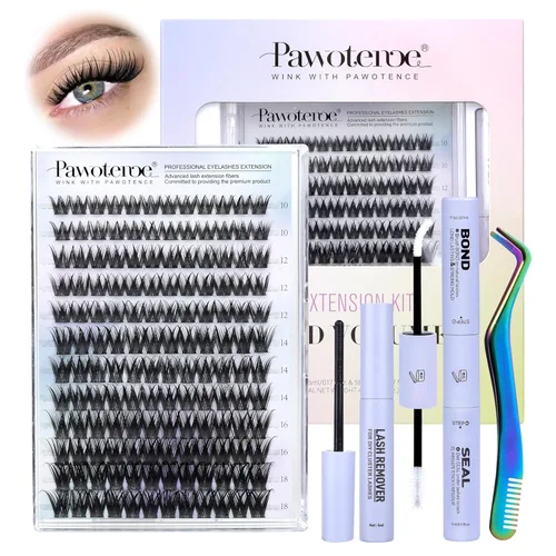 Miniatura 21 de Pawotence Kira - Extensiones de pestañas en racimo Wispy de 0.394-0.709 in, extensiones de pestañas individuales suaves y cómodas con banda fina