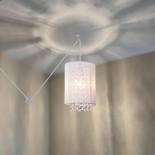 Miniatura 4 de LaLuLa Lámpara colgante enchufable, lámpara de cristal enchufable, fácil de instalar, pequeña luz colgante blanca 1 luz para dormitorio de niñas