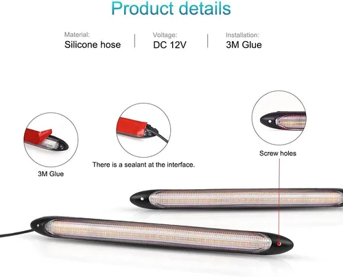 Miniatura 3 de YSY Tira de luces LED DRL para circulación diurna, impermeable, 12 V, luz de giro secuencial, flujo amarillo, universal, 2