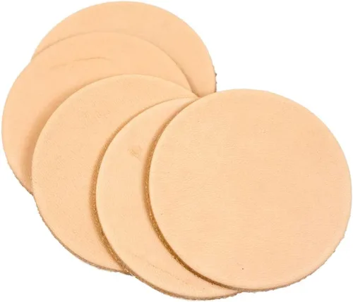 Paquete de 100 piezas redondas de cuero curtido vegetal de 3 a 1/4 pulgadas, círculos de cuero natural de 8 a 9 onzas (0.126-0.142 in) para