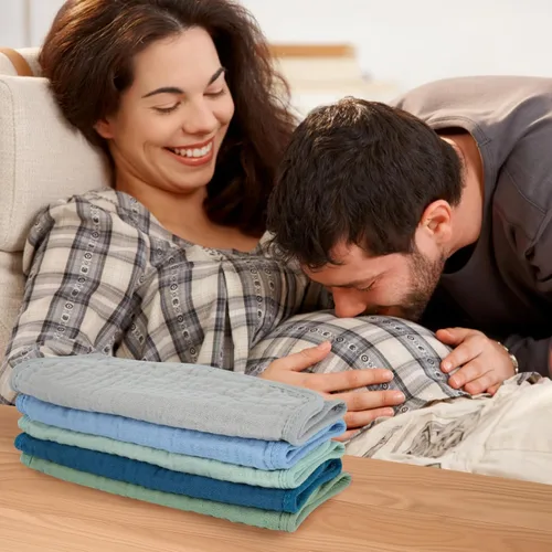 Miniatura 7 de MIGIOL Paño para eructos de bebé 100% algodón, paño para eructos de muselina de algodón para recién nacidos 10 x 20 pulgadas (azul y verde, 5 piezas)