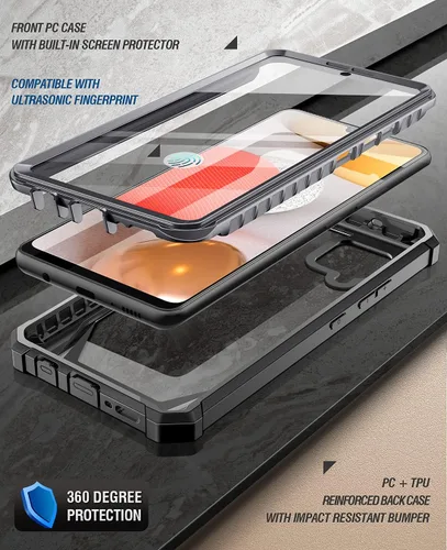 Miniatura 2 de Poetic Guardian - Funda diseñada para Samsung Galaxy A42 5G, protector de pantalla integrado que funciona con identificación de huellas dactilares