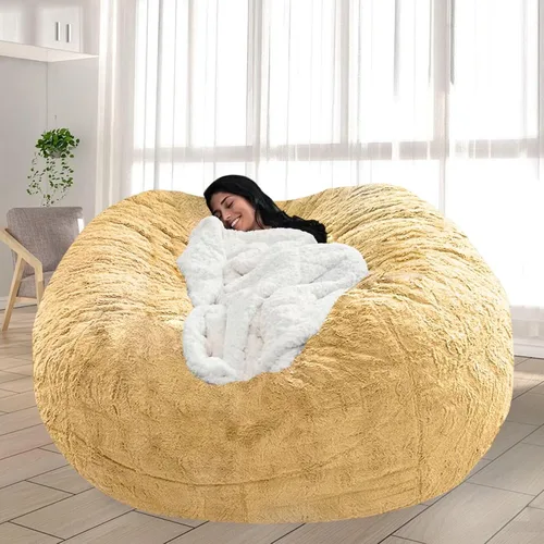Miniatura 26 de Puf para adultos y niños sin relleno, sofá perezoso suave y redondo, funda de sofá de puf clásico, saco de amor para dormitorio, silla de lectura