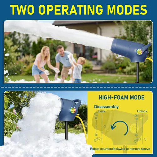 Miniatura 3 de Cañón de espuma para fiestas, máquina de espuma de 3 modos para fiesta, velocidad de viento ajustable, barril frontal desmontable, máquina
