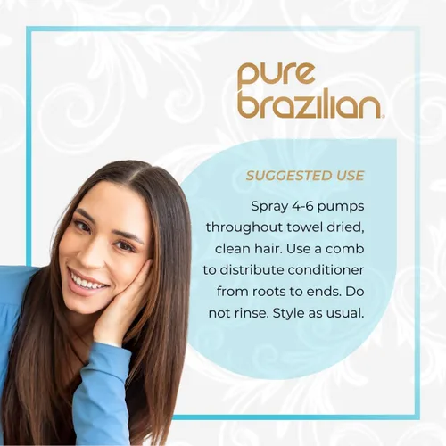 Miniatura 4 de Pure Brazilian Acondicionador sin enjuague, tratamiento nutritivo para el cabello con queratina para fortalecer, paquete de 2, 6.78 onzas (6.8 fl oz)