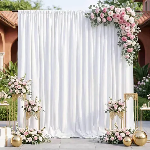 Miniatura 23 de Cortinas de Telón de Fondo Blanco de 2 Paneles 5 x 1,5 m de Poliéster, Telón de Fondo para Fotografía, Cortinas para Decoración de Fondo de Boda