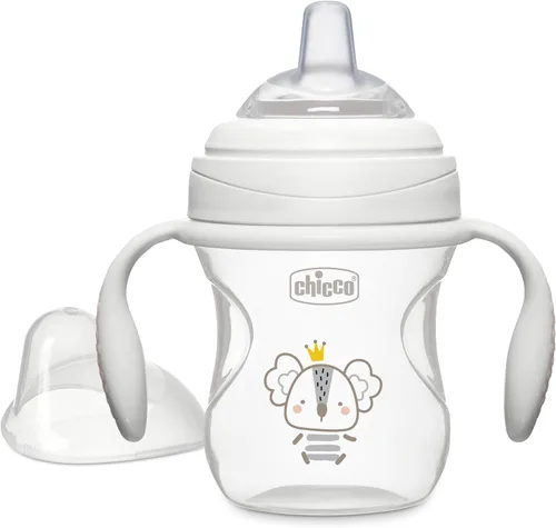 Chicco Vaso de Transición con boquilla de silicona y tapa sin derrames, 7 onzas, marcas de calibración, asas extraíbles, apto para lavavajillas en