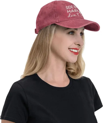 Miniatura 6 de JEKGLEY Gorra de béisbol para mujer con texto en inglés "Side by Side Hair Don't Care", ajustable, vintage, desgastada, para mujeres y hombres