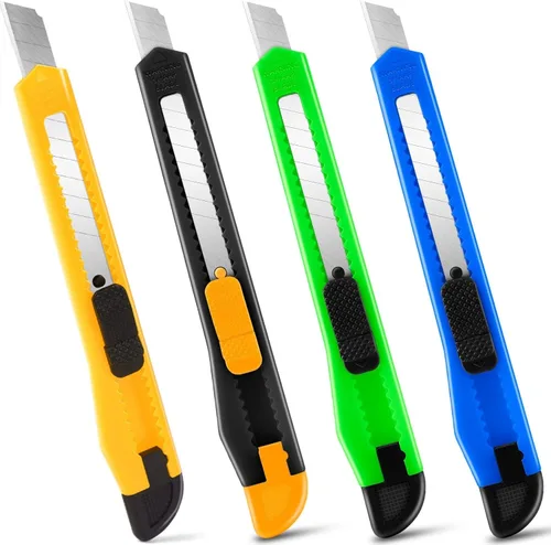 Exacto - Cortador de cajas retráctil, paquete de 4 unidades, cuchillo utilitario de alta calidad, cuchillas de 0.315 pulgadas de ancho, abridor de