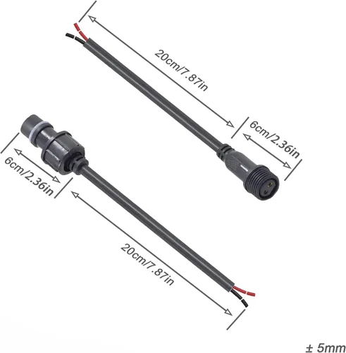 Miniatura 5 de Conector LED impermeable de 2 pines con conector macho hembra de 2 cables pesados, con cable de extensión pesado de 12 AWG de 25CM IP68, para barco
