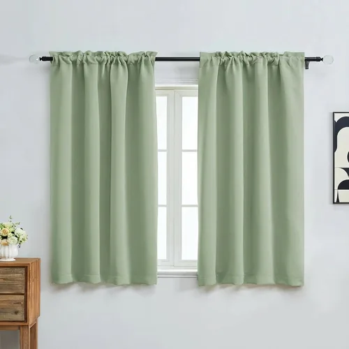Miniatura 21 de OVZME Cortinas opacas turquesa para tratamiento de ventanas pequeñas, cortinas cortas con bloqueo de luz para ventana de cocina sobre el fregadero