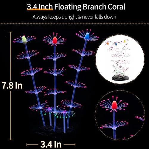Miniatura 3 de Uniclife Paquete de 4 decoraciones para pecera, efecto brillante, decoración de acuario, pequeña medusa artificial de silicona, adorno de planta