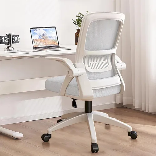 Miniatura 9 de Silla de Oficina, Silla de Escritorio Ergonómica, Silla de Malla Transpirable, Silla Giratoria con Brazos Abatibles y Soporte Lumbar, Silla de negro
