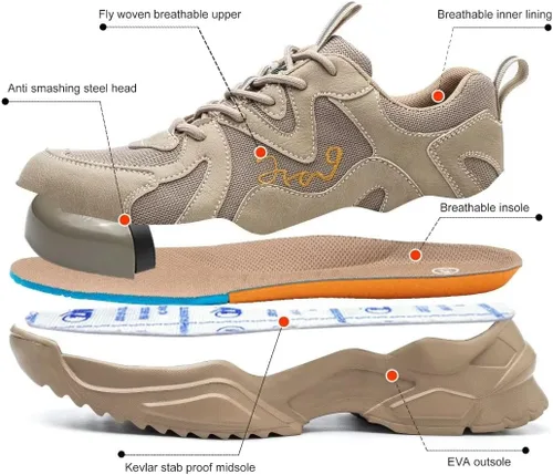 Miniatura 2 de Zapatos de punta de acero para hombres y mujeres, ligeros, indestructibles, a prueba de pinchazos, cómodos zapatos de seguridad para uso industrial