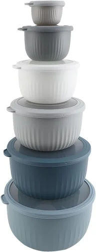 Miniatura 36 de COOK WITH COLOR - Juego de tazones de preparación profundos con tapas, para mezclar, de plástico, pequeños y apilables (color negro degradado)