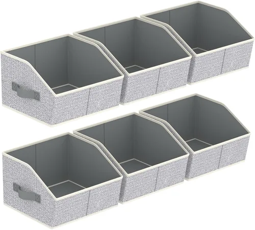 Miniatura 15 de Homsorout Organizador trapezoidal para armario, cestas grandes para organizar, caja de almacenamiento de tela para estantes, cubos de almacenamiento