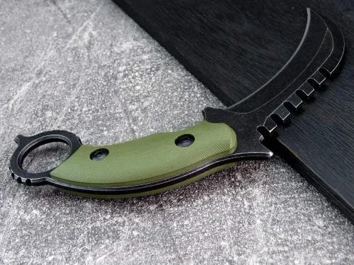 Miniatura 6 de C1696 Cuchillo de hoja fija, mango G10 de acero D2 de 4.3 pulgadas, herramientas EDC de supervivencia al aire libre con fundas Kydex (verde militar)