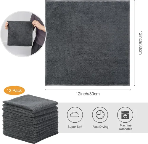 Miniatura 2 de SINLAND Paño de limpieza de microfibra súper absorbente, paños de cocina de secado rápido, sin rayas, paños de vidrio, 12 x 12 pulgadas, paquete